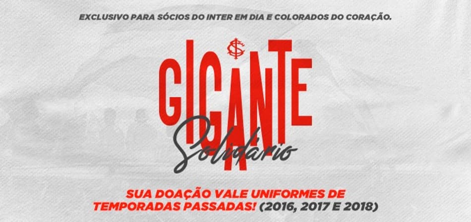 Inter promove campanha ‘Gigante Solidário’ para arrecadar cestas básicas em troca de uniformes