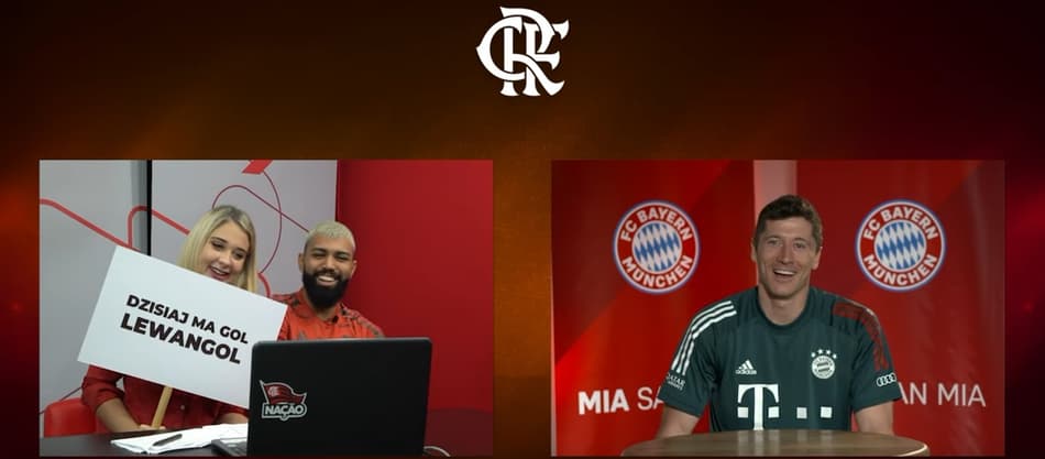 Em papo virtual na FlaTV, Gabigol faz Lewandowski dizer que jogará no Flamengo; assista