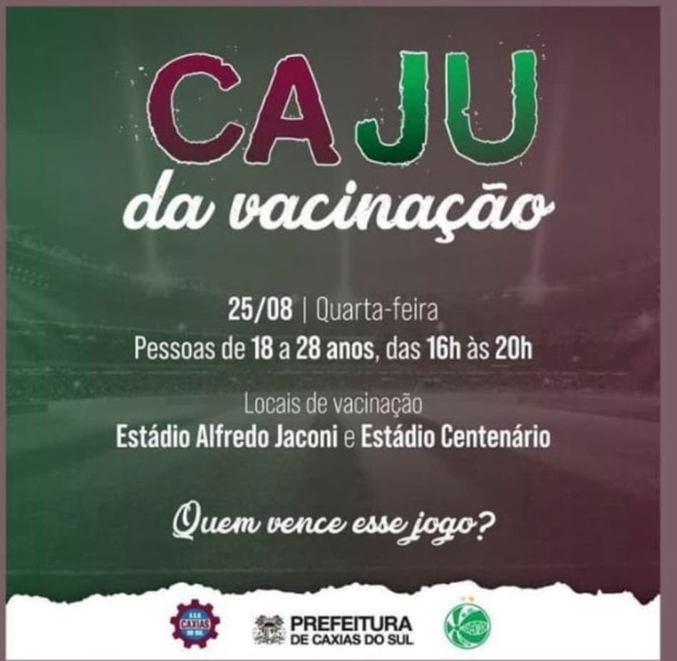 Rivais Juventude e Caxias se unem para incentivar vacinação de jovens contra Covid-19