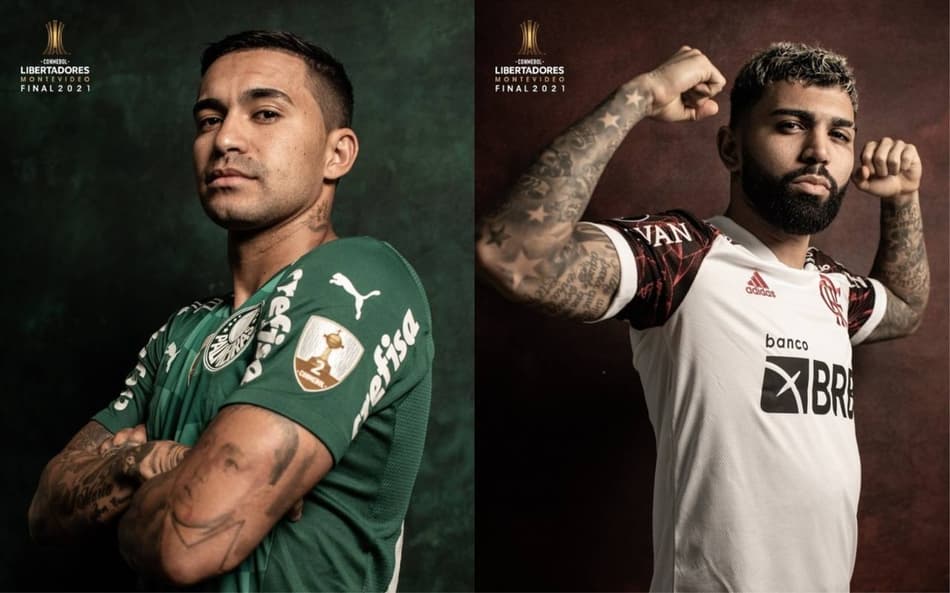 Elencos de Palmeiras e Flamengo posam para fotos especiais em esquenta da final da Libertadores; veja imagens