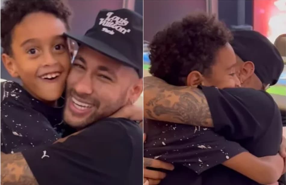 Filho de Denílson se emociona ao encontrar ídolo Neymar; veja o vídeo