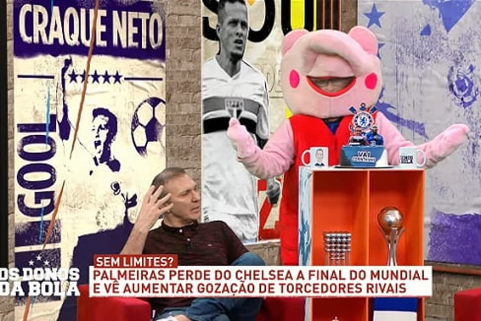 Vestido de Peppa Pig, Neto provoca o Palmeiras após final do Mundial e explica derrota: ‘Foi covarde’