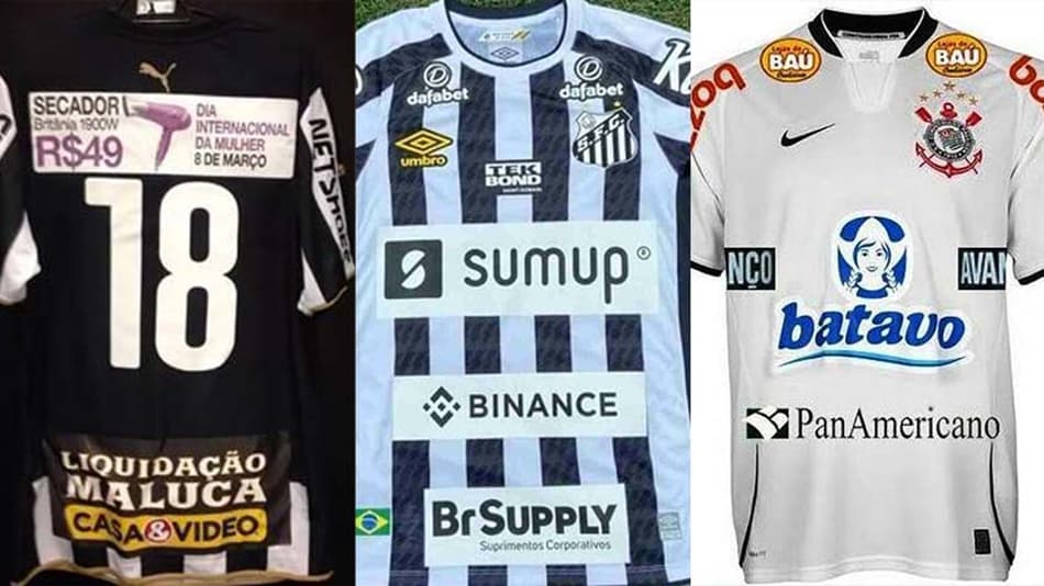 Investidor do Botafogo "limpou camisa": veja 30 uniformes que já pareceram um painel de propagandas