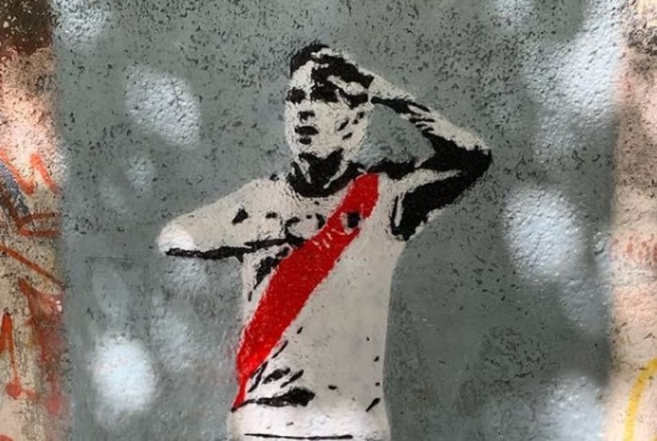 Jogador do River Plate vira tema de mural em Buenos Aires