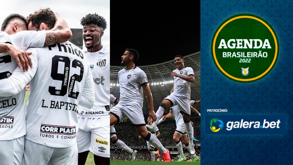 TIME DO SANTOS E O TIME DO BOTAFOGO, AMBOS COMEMORANDO.