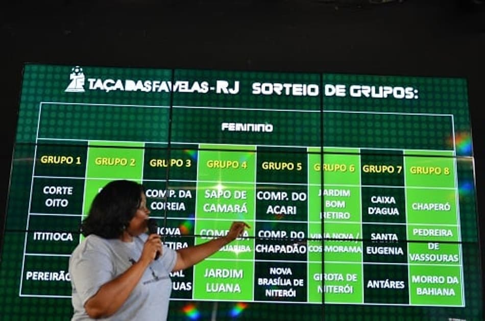 Mestre de Cerimônia e fundadora da CUFA, Nega Gizza, no Sorteio das Chaves de 2019