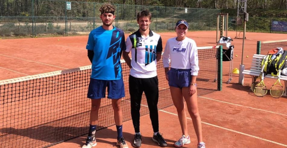 Max Wenders com Sofia Kenin em treino realizado na Bélgica