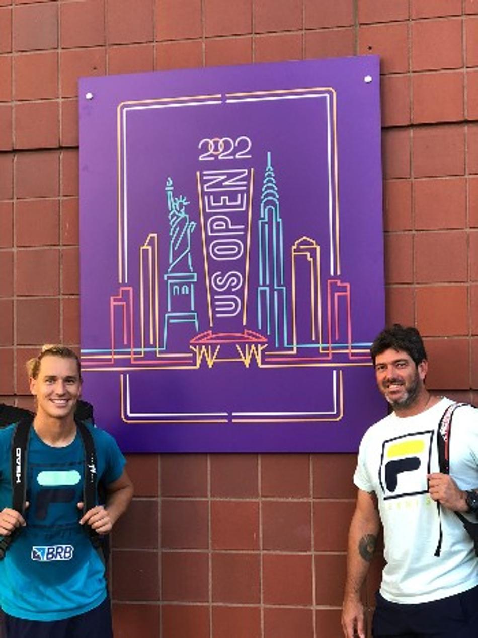 Rafael Matos com treinador Franco Ferreiro no US Open