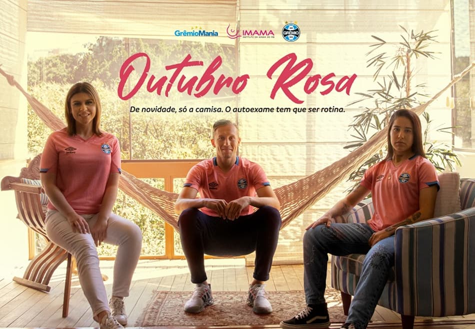 Camisa do Grêmio em alusão ao Outubro Rosa