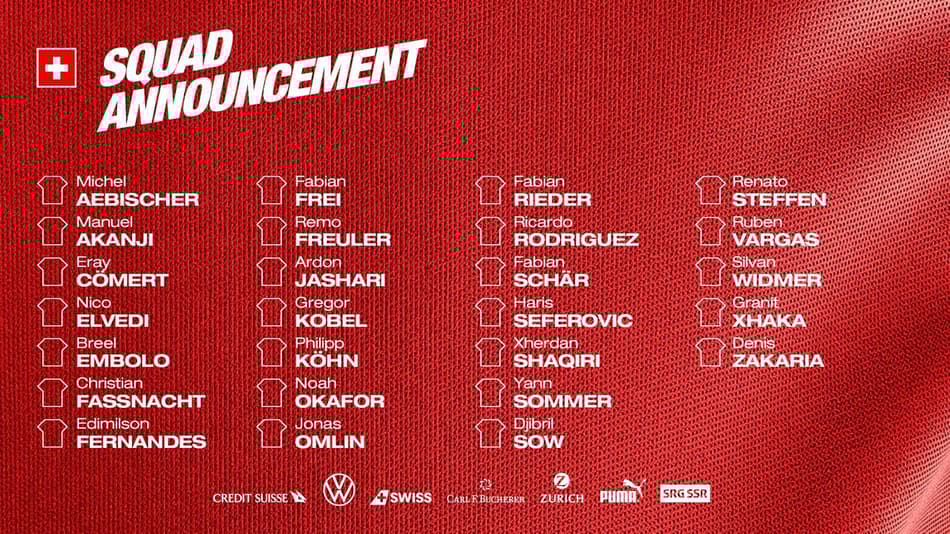 Rival do Brasil, Suíça anuncia convocados para a Copa do Mundo