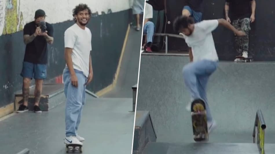 Manda muito! Scarpa se ‘despede’ de pista de skate em São Paulo antes de viajar para Inglaterra