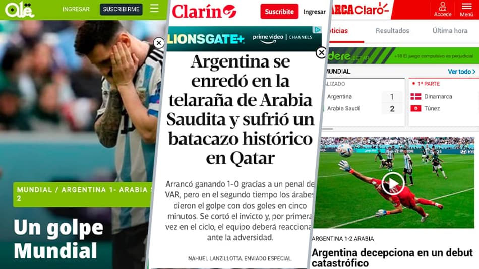 “Um golpe Mundial”: Veja a repercussão da derrota da Argentina na imprensa internacional