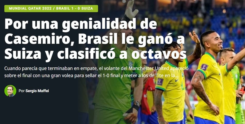 ‘Genialidade de Casemiro’: jornal argentino elogia Brasil após vitória
