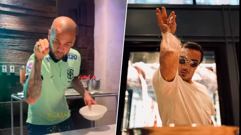 Daniel Alves imita chef turco responsável por carne folheada a ouro