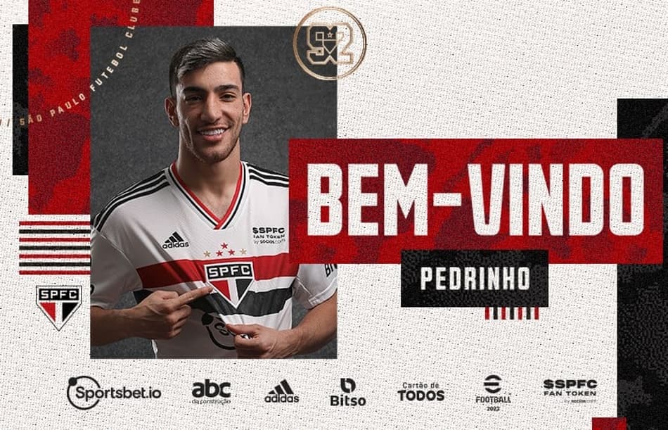 São Paulo oficializa Pedrinho como seu primeiro reforço para 2023