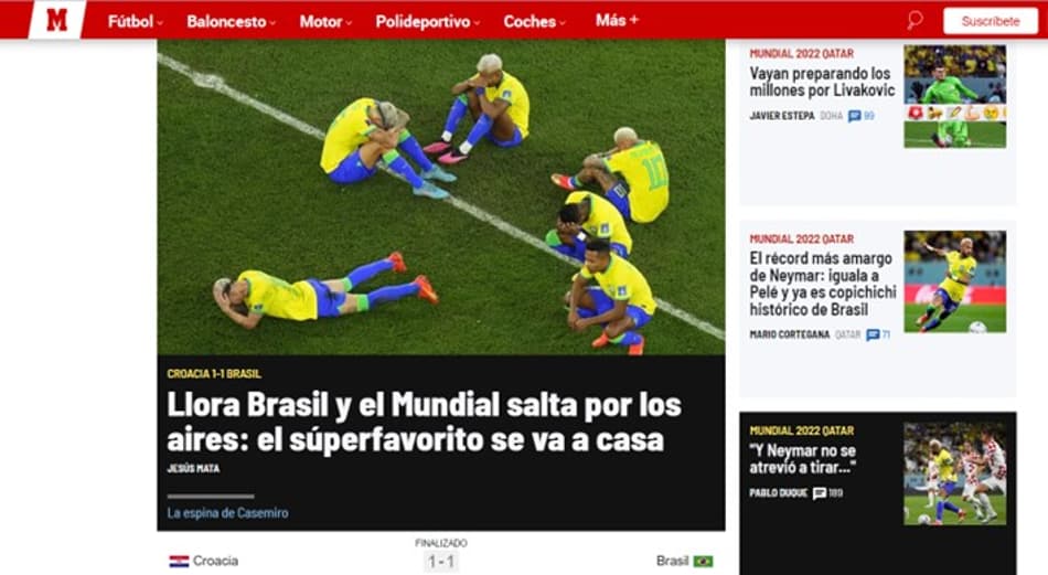 ‘Chora o Brasil’: Imprensa internacional repercute eliminação da Seleção na Copa do Mundo