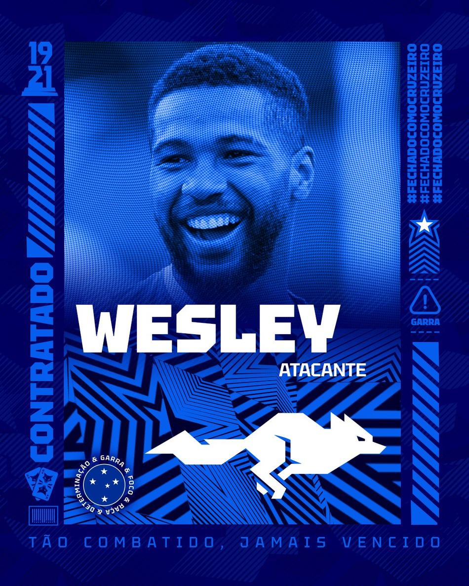 Cruzeiro anuncia contratação de Wesley, ex-Palmeiras
