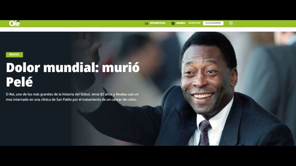 ‘Dor mundial’: imprensa internacional repercute falecimento de Pelé