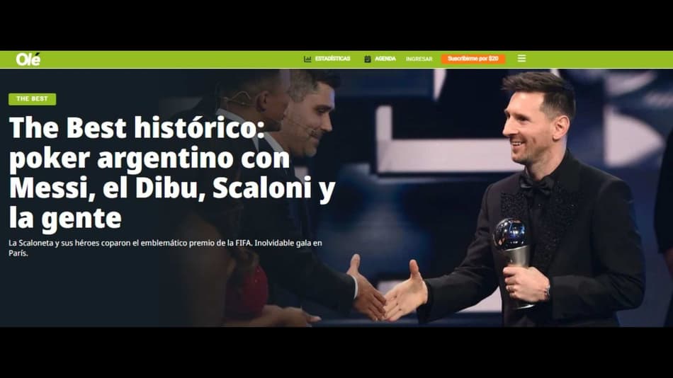 “Os grandes ganhadores”: veja a repercussão do prêmio “The Best” na imprensa internacional
