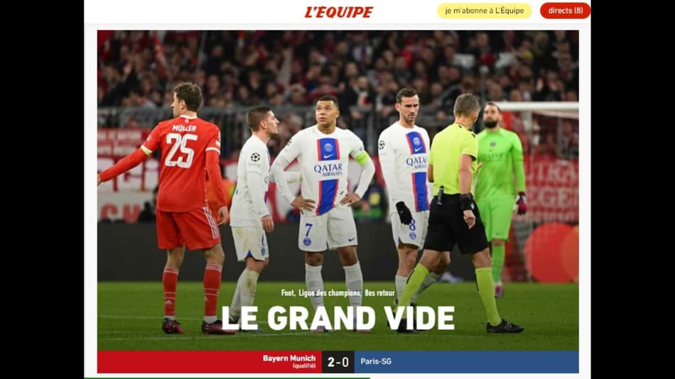 ‘Um fiasco’: imprensa internacional repercute eliminação do PSG na Liga dos Campeões