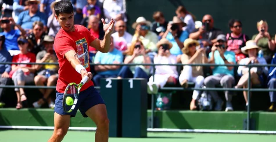 Carlos Alcaraz em treinos em Indian Wells