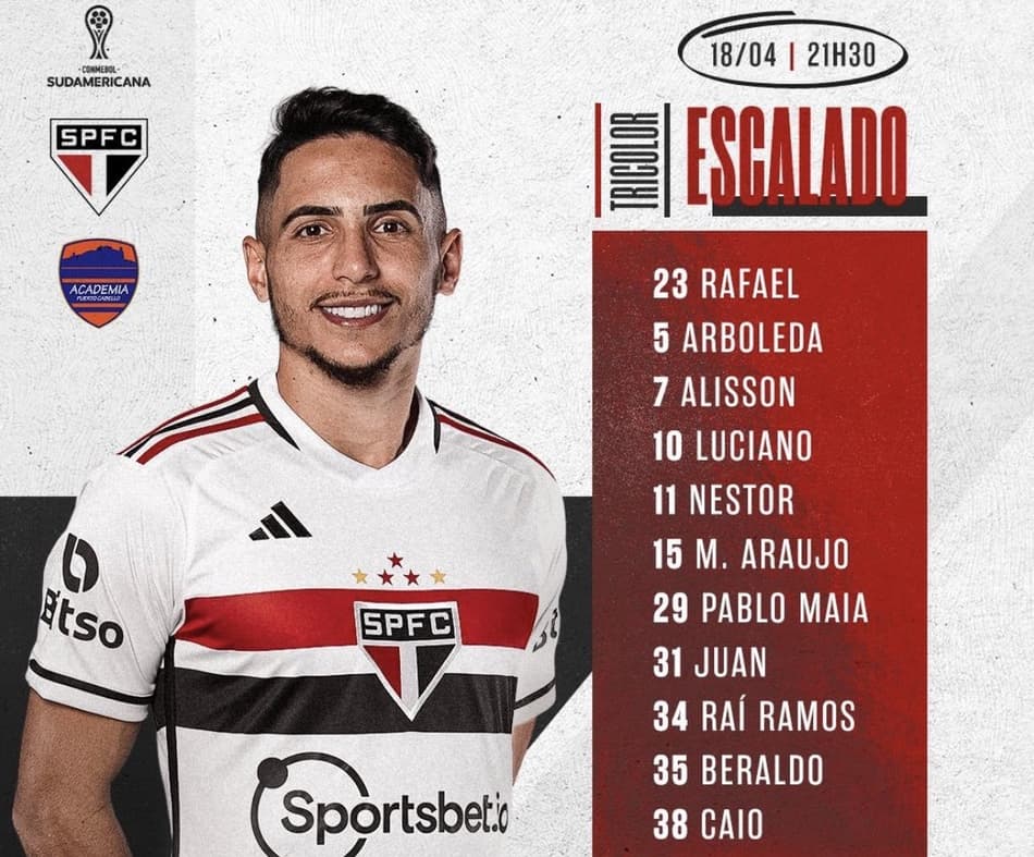 São Paulo tem estreia de Raí Ramos, volta de Beraldo e chance para Juan no ataque