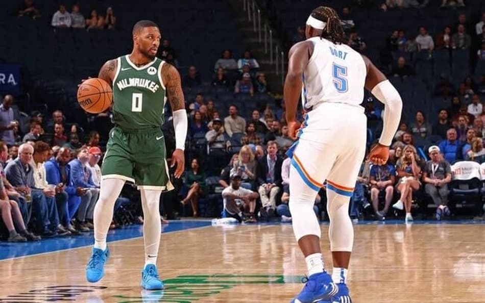 Thunder amassa Bucks de Lillard e Antetokounmpo