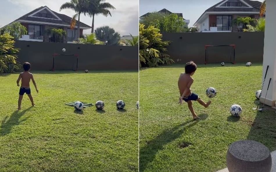 VÍDEO: filho de Cano, Lorenzo treina finalização e aproveitamento chama a atenção