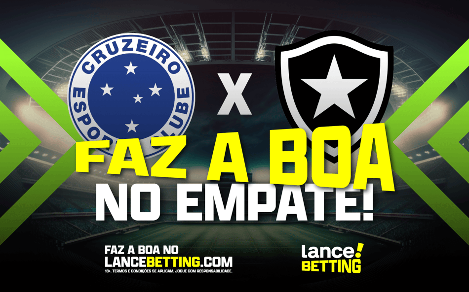 Vem na boa! Aposte R$100 e fature R$311 se você acredita no empate em Cruzeiro x Botafogo pelo Brasileirão