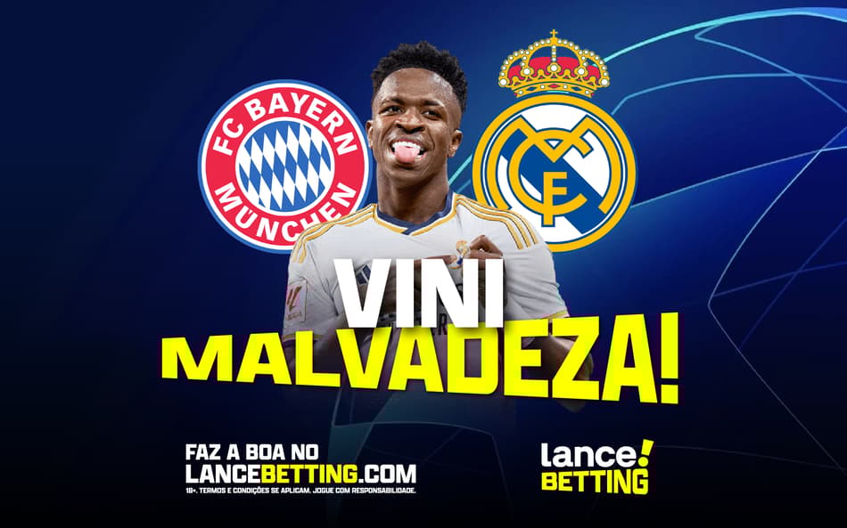 Malvadeza! Com R$50, você fatura R$310 se Vini Jr abrir o placar para o Real Madrid contra o Bayern na Liga dos Campeões