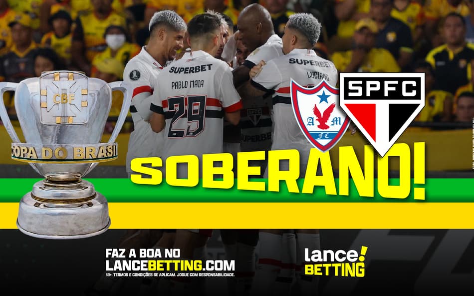 Soberano! Aposte R$50 e ganhe R$360 se o São Paulo vencer o Águia por 3 a 0