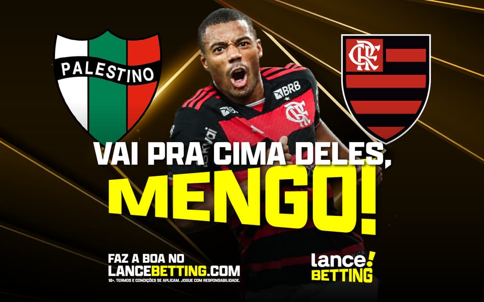 É gol! Com R$100, você fatura R$835 se o Flamengo vencer o Palestino por 3 a 0!