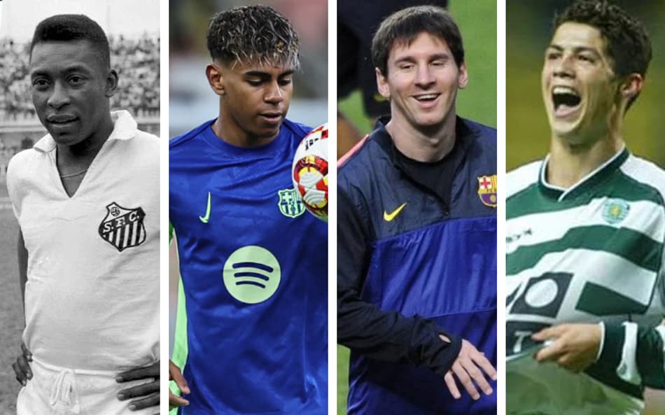 Compare os números de Lamine Yamal, Messi, Cristiano Ronaldo e Pelé aos 17 anos