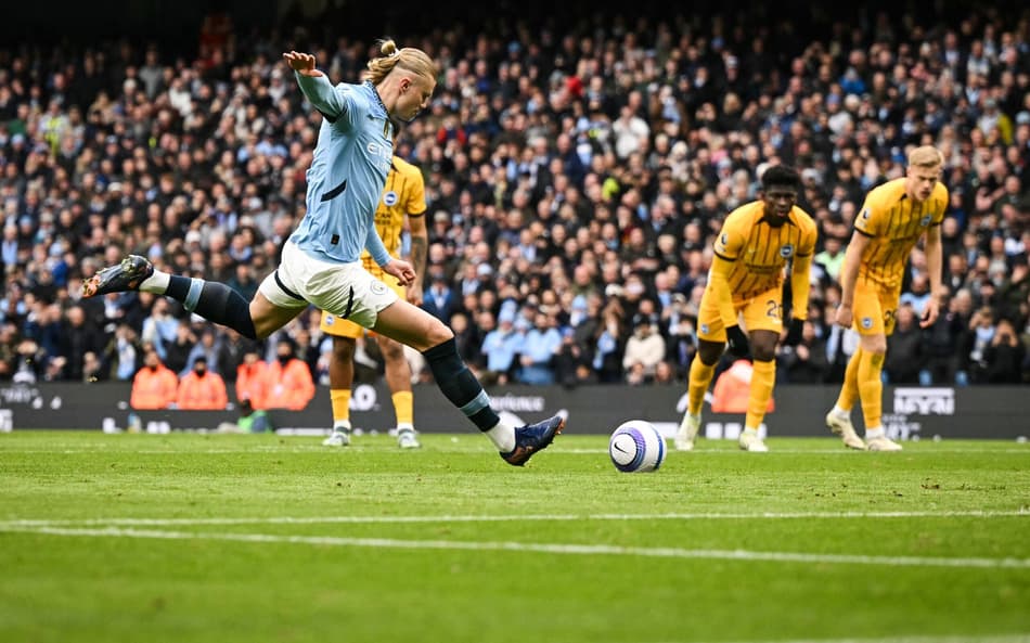 Haaland quebra marca, mas City fica no empate com Brighton em jogão pela Premier League