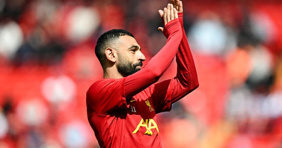 Salah no aquecimento para o jogo contra o West Ham