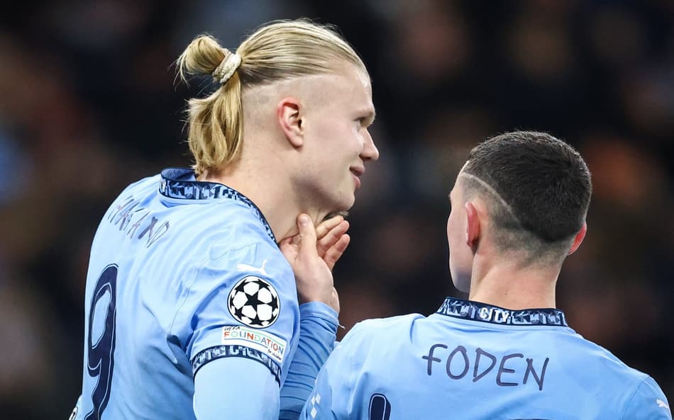 Haaland comemora vitória contra o Feyenoord na Champions League antes da lesão (Foto: Darren Staples/AFP)