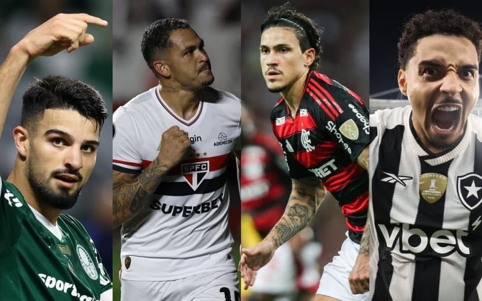 Palmeiras, São Paulo, Flamengo e Botafogo são clubes na próxima fase da Libertadores (Fotos: Cesar Greco/Rubens Chiri/Paulo PintoGilvan de Souza/Vítor Silva)