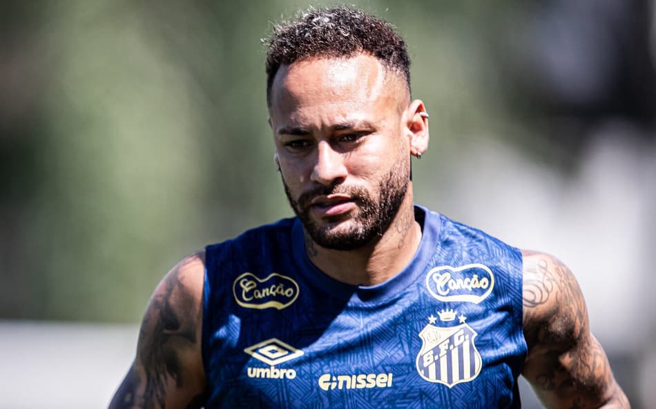 Neymar não trabalhou no gramado do CT Rei Pelé (Foto: Raul Baretta/ Santos FC)
