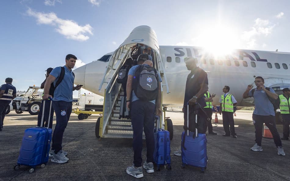 Voo fretado do Bahia para São Paulo, antes de enfrentar o Palmeiras Foto: Letícia Martins / EC Bahia