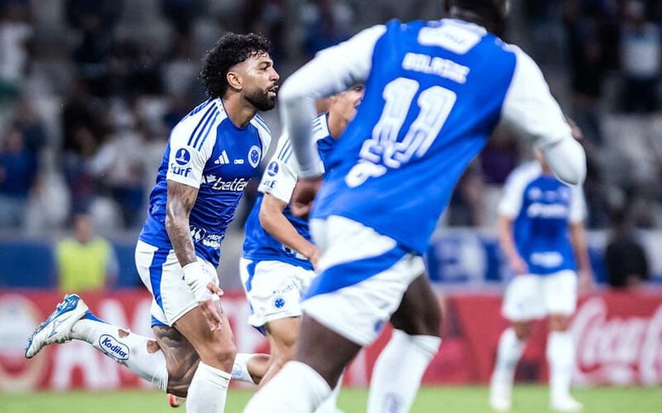 Gabigol comemora gol do Cruzeiro contra o Palestino (Foto: Gustavo Aleixo/Cruzeiro)