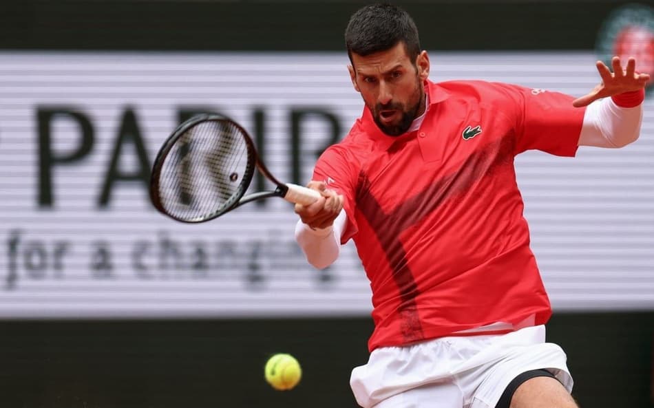 O sérvio Novak Djokovic na vitória sobre o americano Mackenzie Mcdonald em Roland Garros (Foto: Franck FIFE / AFP)