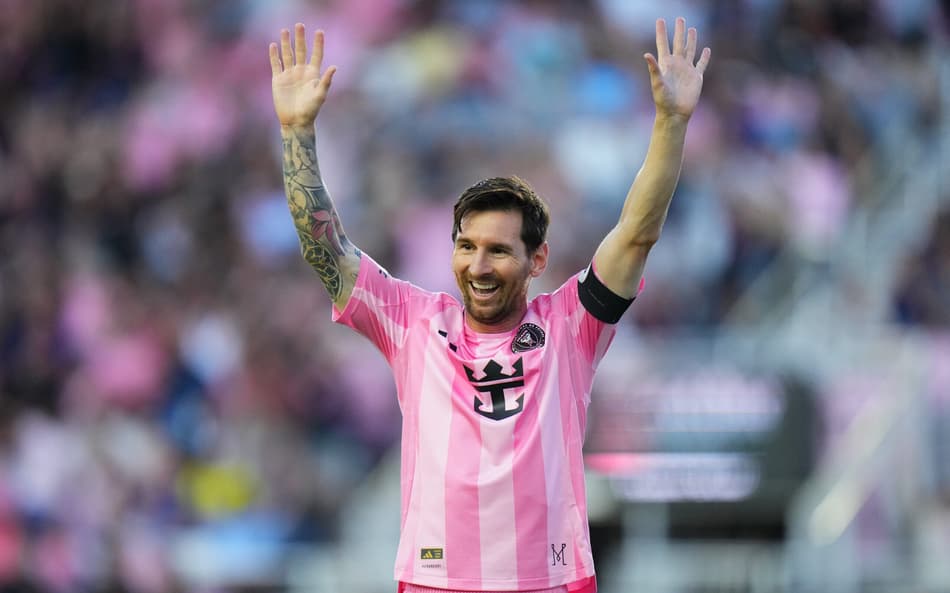 Messi comemora gol do Inter Miami contra o Clumbus Crew