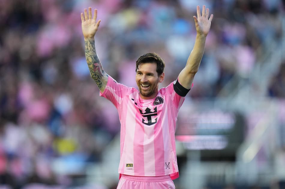 Messi comemora gol do Inter Miami contra o Clumbus Crew