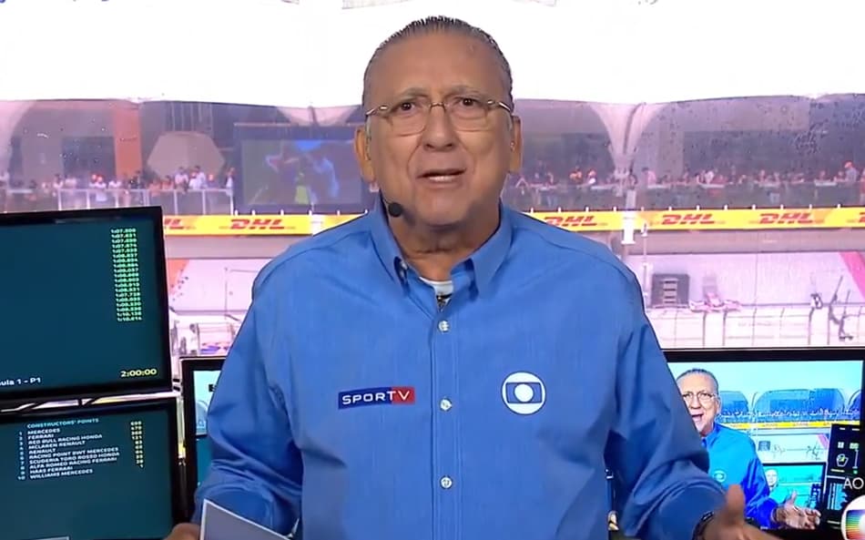 Galvão Bueno no GP Brasil de 2019, última corrida narrada por ele (Foto: Reprodução)