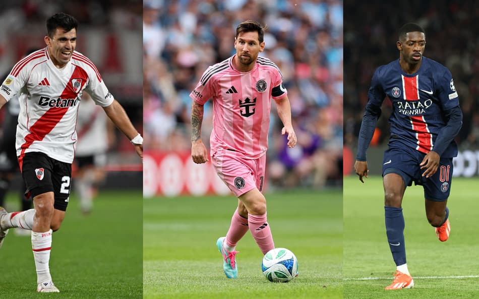 Marcos Acuna (River Plate), Lionel Messi (Inter Miami) e Ousmane Dembélé (PSG)