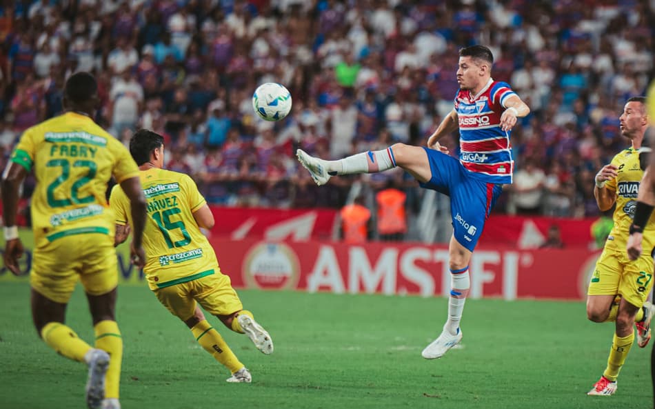 Partida entre Fortaleza e Atlético Bucaramanga, pela Copa Libertadores (Foto: Mateus Lotif/Fortaleza EC)