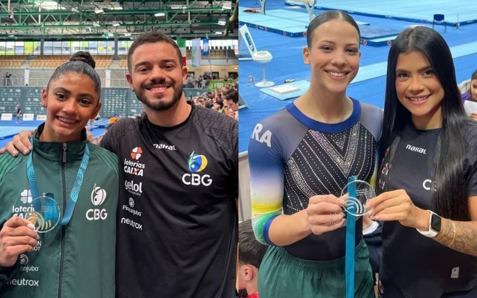 Gabriela Bouças com sua medalha de bronze e Gabriela Barbosa com medalha de prata