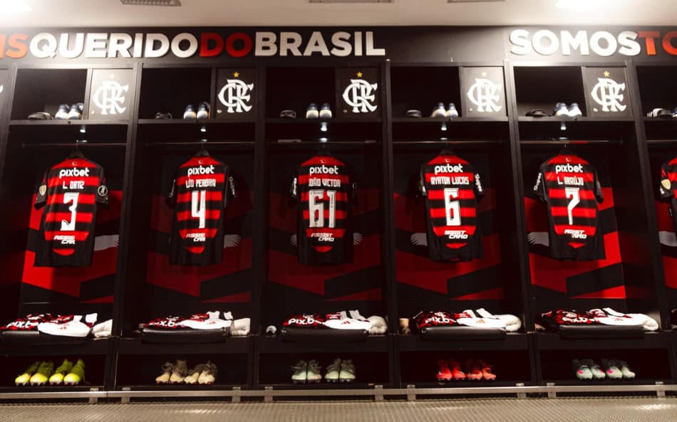 Vestiário do Flamengo no Maracanã (Foto: Divulgação/Flamengo)