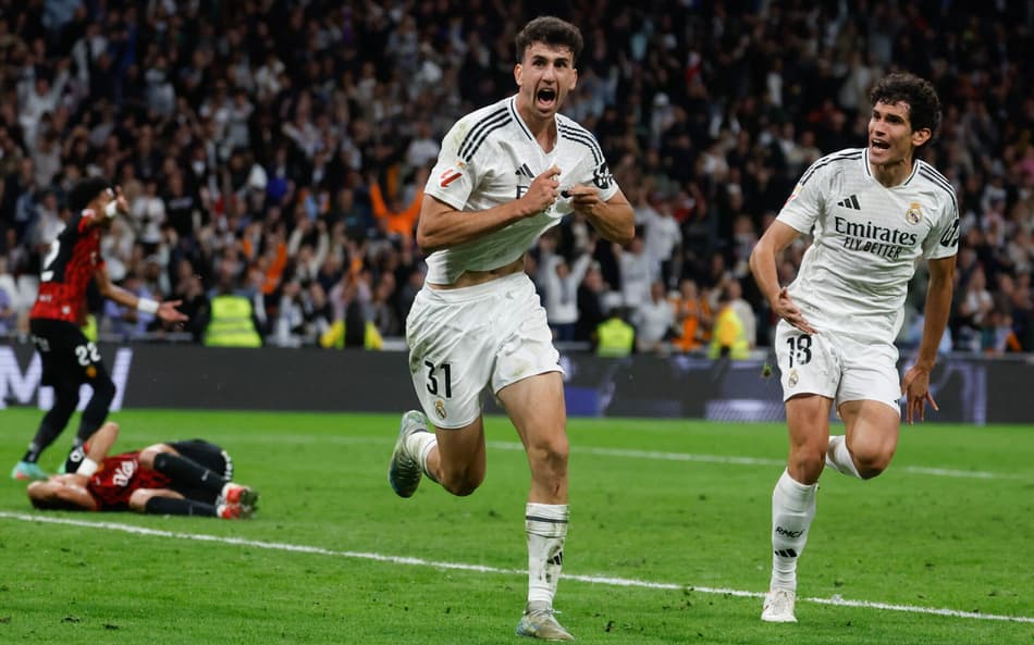 Jacobo comemora gol que garantiu a vitória do Real Madrid sobre o Mallorca, pela La Liga
