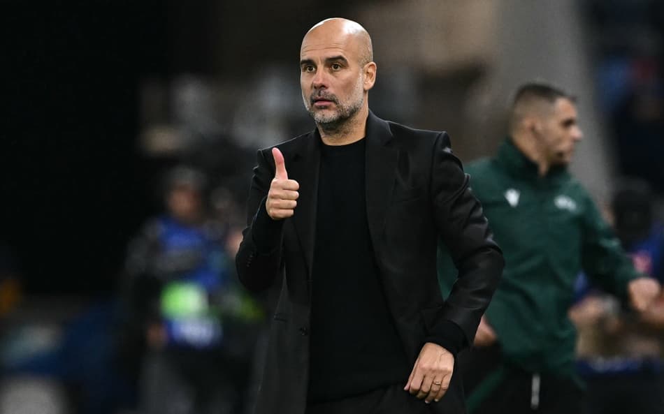 Pep Guardiola em Slovan Bratislava x Manchester City pela Champions League